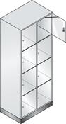 Fächerschrank mit Acrylglastüren, 2x4 Fächer 380 mm, BxTxH 820x500x1750 mm, Schloss, RAL 7021