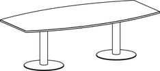 Konferenztisch, BxTxH 2400x800/1200x720 mm, Tonnenform, Plattenfarbe weiß, Säule silber, Tellerfuß anthrazit