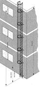 Einzügige Steigleiter, Stahl verzinkt, Steighöhe bis 8500 mm, Leiterlänge inkl. Ausstiegsholm 9600 mm