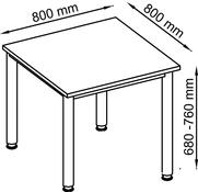 Schreibtisch, BxTxH 800x800x685-810 mm, höhenverstellbar, 4-Fuß-Gestell, Platten-/Gestellfarbe ahorn/silber