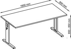 Schreibtisch, BxTxH 1600x800x650-850 mm, höhenverstellbar, C-Fuß-Gestell, Platte lichtgrau