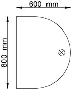 Anbautisch, rund, BxTxH 600x800x685-810 mm, Platte eiche, Stützfuß silber
