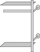 Edelstahl-Wandgarderobensystem, Anbauelement, Kleiderbügelstange, 2 Glasböden aus Sicherheitsglas, BxTxH 800x400x1900 mm