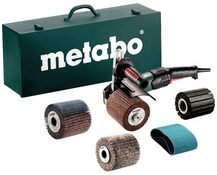 METABO Satiniermaschine SE 17-200 RT Set mit Schleifbänder, Stahlblechkasten