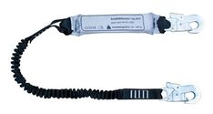 Verbindungsmittel, Länge 1,5 m, Bandfalldämpfer, flexibles Gurtband 30 mm, Stahl-Karabinerhaken, (horizontale Verwendung