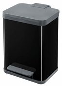 Tret-Abfallsammler, Volumen 2x9 l, BxTxH 320x330x430 mm, Gehäuse Stahlblech schwarz, Kunststoff-Deckel schwarz mit Soft-Close