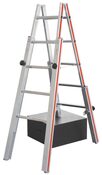 Treppenstehleiter aus Aluminium, beidseitig begehbar, 2x5 Sprossen, Länge 1,45 m