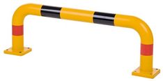 Rammschutz-Bügel, Spezialkunststoff, Breite 1000 mm, Höhe 350 mm, gelb mit schwarz/roten Streifen