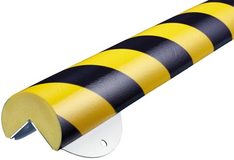 Eckschutzprofil, Kreis, BxH 60x60 mm, mit Edelstahlrücken, gelb/schwarz, Länge 1000 mm