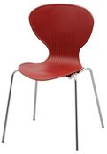 Stapelstuhl, Kunststoffschalegeschlossen + tailliert, rot,Sitz-BxTxH 450x400x460 mm, 4-Fuß-Gestell verchromt