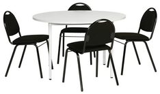 Tisch-Stuhl-Set, bestehend aus4 Polsterstühlen, Bezug schwarz, Gestell schwarz und 1 Tisch, Durchmesser 1000 mm, lichtg