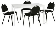 Tisch-Stuhl-Set, bestehend aus4 Polsterstühlen, Bezug schwarz, Gestell schwarz und 1 Tisch, BxT 1200x800 mm, lichtgrau