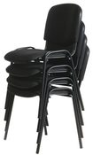 Polsterstuhl, stapelbar, Sitz-BxT 475x415 mm, Gesamthöhe 820mm, Bezug schwarz, Gestell schwarz, VE 4 Stück