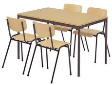 Tisch-Stuhl-Set, bestehend aus4 Stapelstühlen und 1 Tisch 1600 mm breit, Gestell braun, Tischplatte buche