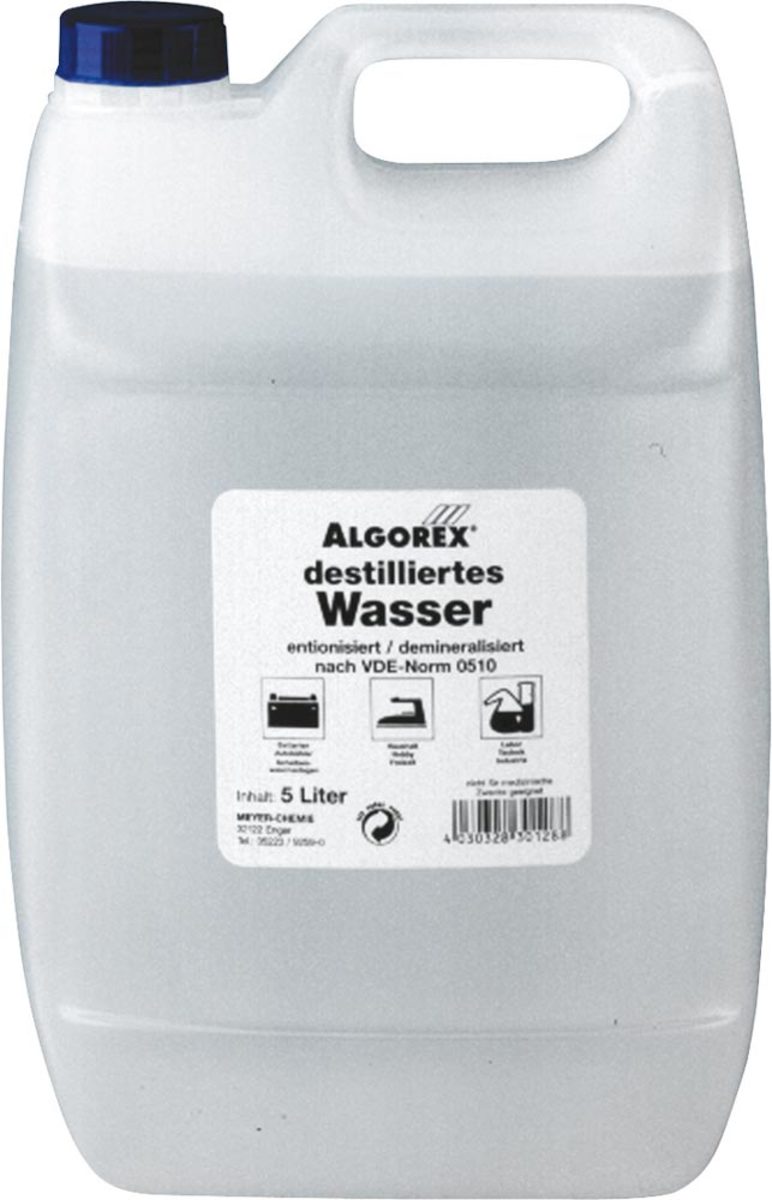 Algorex Destilliertes Wasser,5 l Kanister, Destilliertes Wasser, Wartungstechnik, Chemisch-Technische Produkte, Produkte