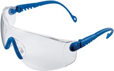 Schutzbrille Op-Tema, Scheibenklar, beschlagfreie Fogban-Scheiben, mit Flexicordband, Bügel blau, EN 166