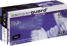 Einweghandschuhe Semperguard Nitril Style, Größe M, schwarz,Nitril, EN 388, EN 374, EN 455, Kat.III