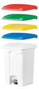 Kunststoff-Treteimer, Volumen 50 Liter, Behälter weiß, Deckel gelb, BxTxH 410x410x600 mm